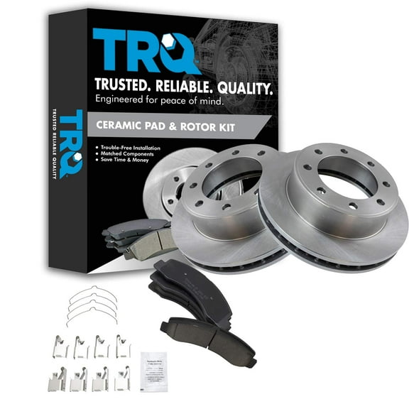 TRQ Front Brake Pad & Rotor Kit Brake Pads Brake Rotor Ceramic Fits Select 2000-2005 Ford Excursion 2000-2004 F-250 Super Duty F-350 Super Duty