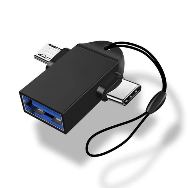 2 en 1 Micro USB macho a USB3.0 hembra convertidor de cable adaptador OTG (negro)