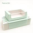 thumbnail image 4 of Bakery Box with Window, Pack of 20 for 2 Brownies, Donuts, Ladoos, Chocolates, Macarons, Size 6.25x3.25x2 inches (Green), 4 of 8