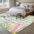 thumbnail image 4 of 5'x8' Area Rugs, Easter Indoor Outdoor Area Rug for Living Room Bedroom, Spring Rabbit Eggs Botanical Floral Green Lattice Washable Bathroom Rugs Kitchen Floor Carpet Mats Home Decor Aesthetic, 4 of 8