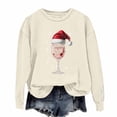thumbnail image 3 of YOIAVAIOY Chandail de Noël pour Femmes Surdimensionné avec Verre de Vin Graphique en Molleton Manches Longues Col Rond chandail Mode Tendance, 3 of 4
