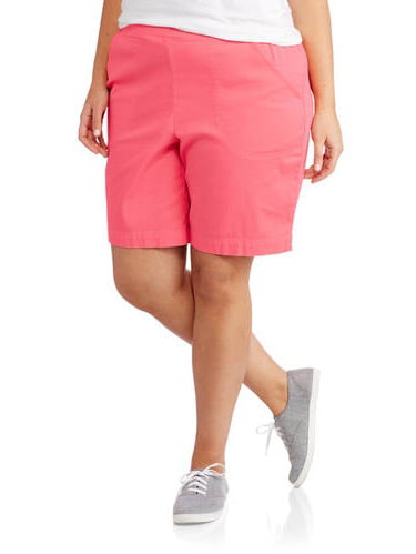 Women's Plus-Size Pull-On Stretch Denim Shorts - Walmart.com