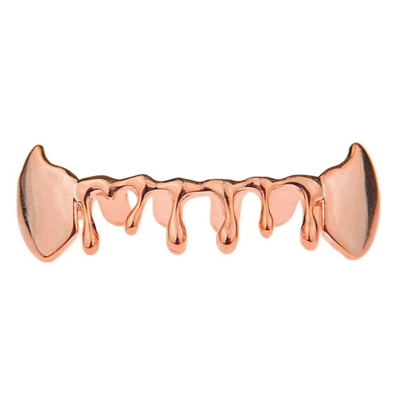 14k Rose Gold Plated Drip Fang Grillz Dripping Bottom Vampire Teeth Fangs Grill Hip Hop Mouth Grills