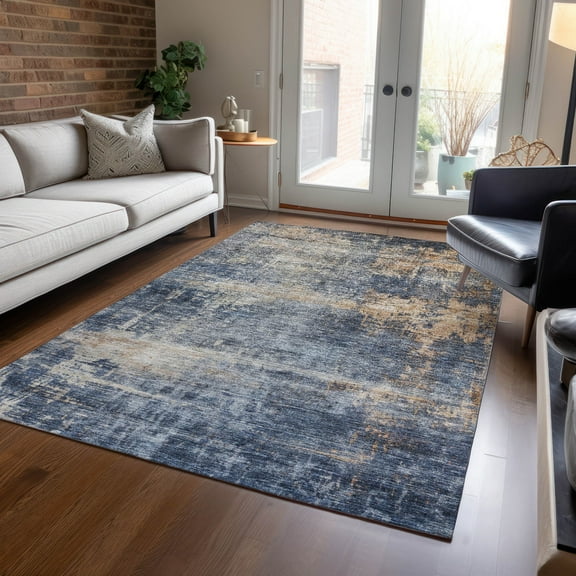 Addison Rugs Chantille Indoor/Outdoor Transitional Abstract Denim Washable Rectangle Rug, 10' x 14'