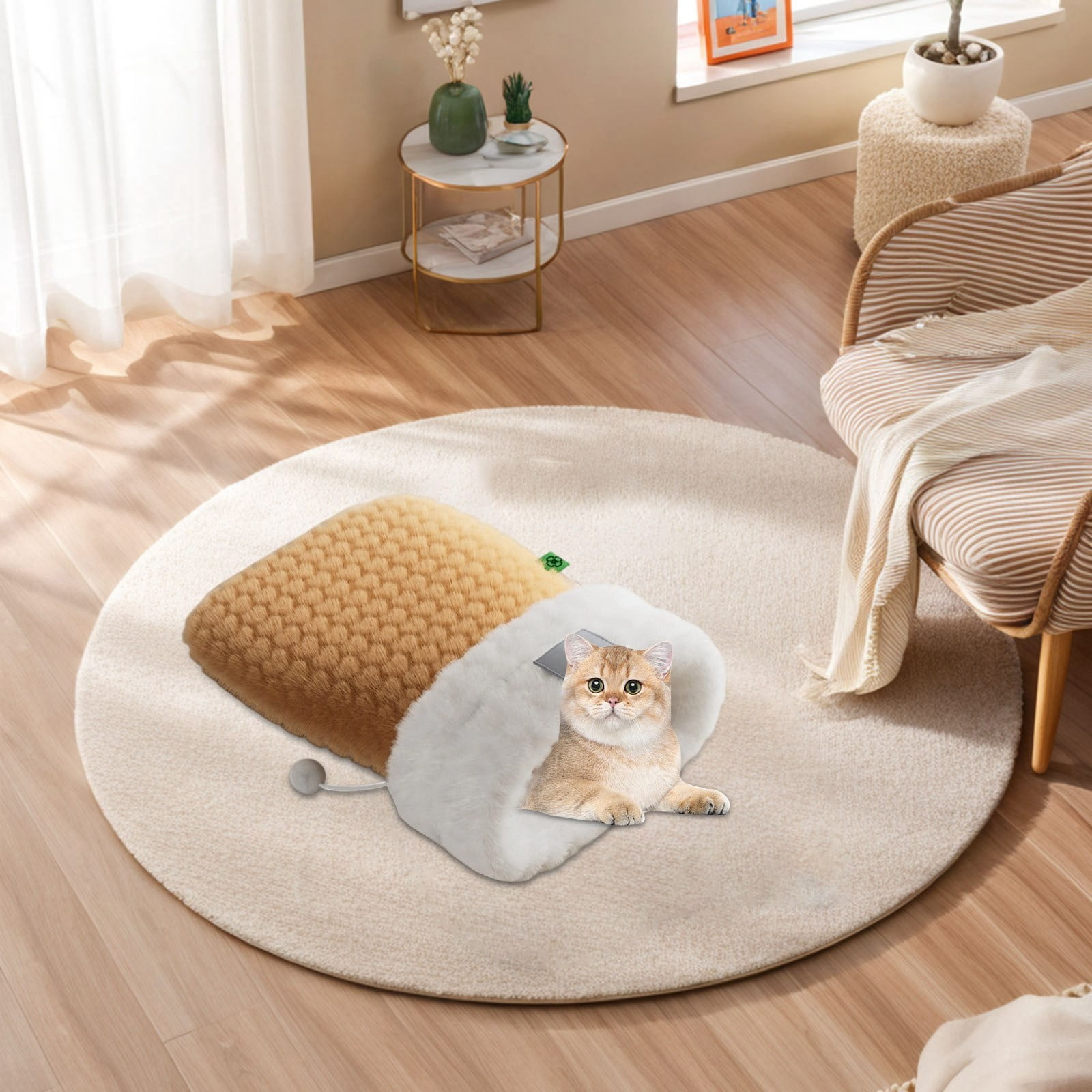 Winter Warm Indoor Cat Bed Soft Sleeping Mat With Removable Cushion Cozy Pet For Small Medium Cats