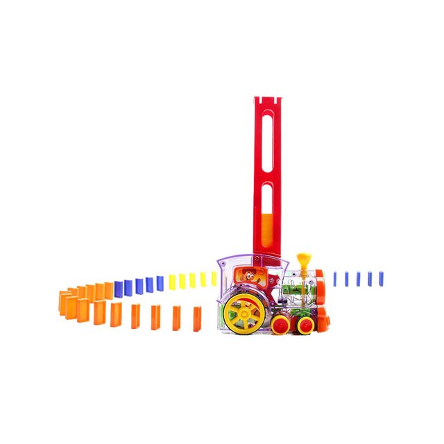 Muyoka Juego de bloques de dominó de colores para tren dominó, luz de sonido, colocación automática, juguete para regalo educativo DIY para niños Muyoka Hogar