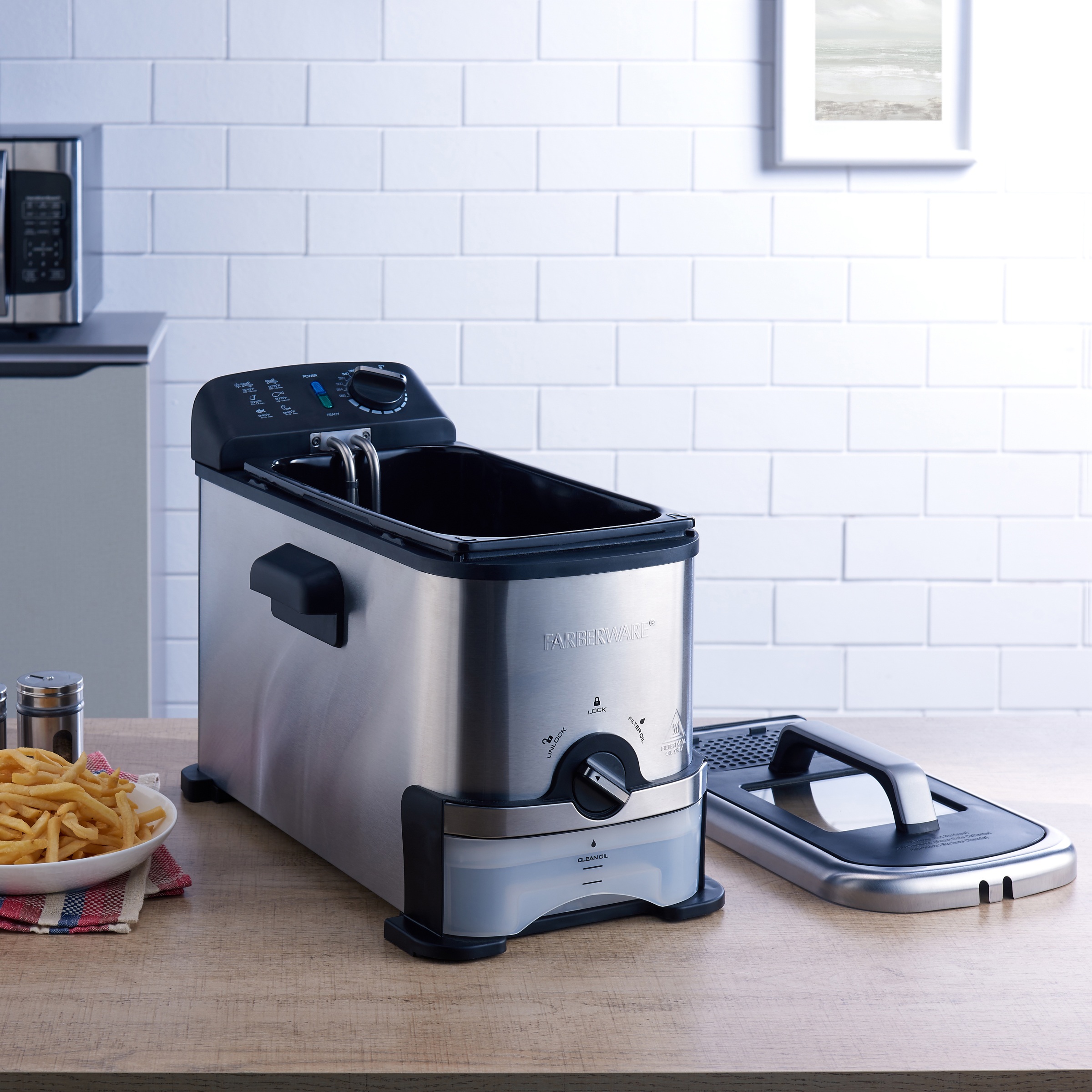 Stainless Steel Deep Fryer 3 Liter with Oil Filtration System Silver