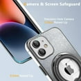 thumbnail image 5 of for iPhone 12 Case Glitter with Rotatable Ring Stand Compatible with MagSafe, Plating Bling Clear Case with Camera Lens Protector Slim Phone Case for Women Girls (Sierra Blue), 5 of 7