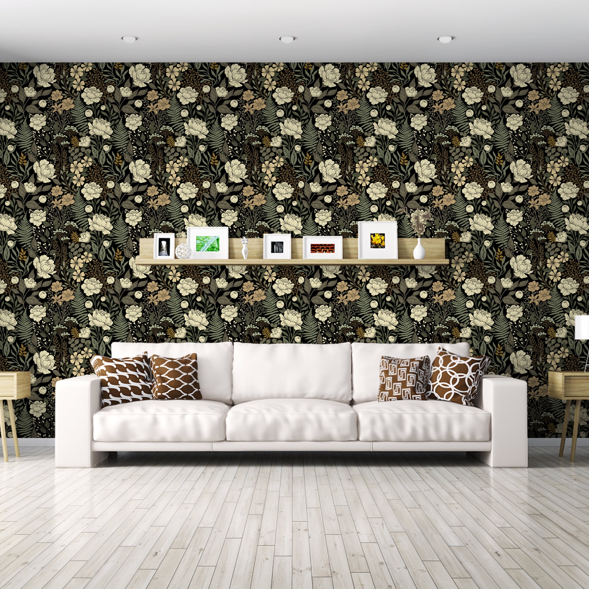 UMIGGEE 17.7-in x 118-in Floral Wallpaper Peel and Stick Floral Black Wallpaper Self Adhesive Flower Wall Paper Contact Paper Home Decor Wall Covering Old Furniture Renovation