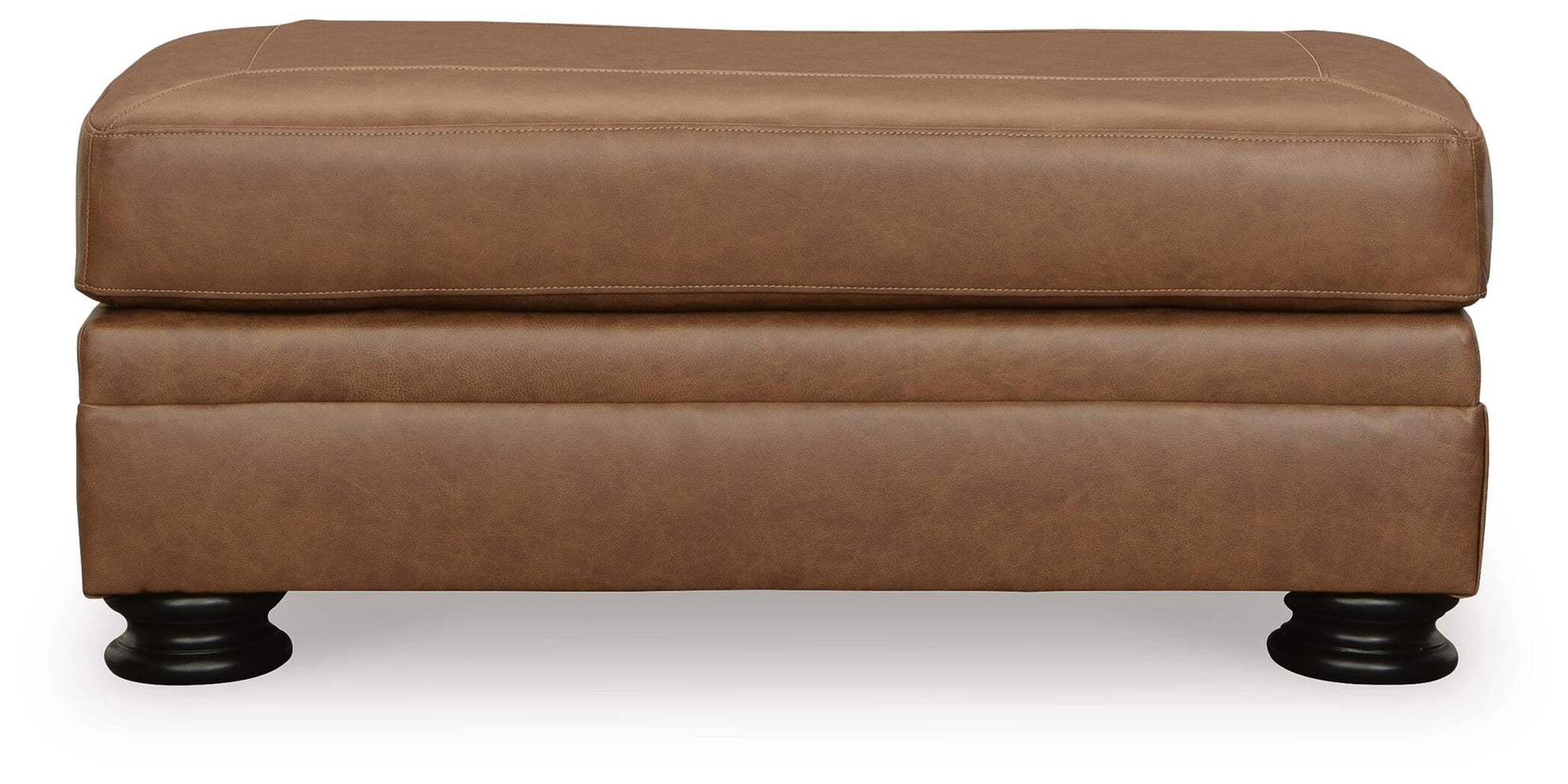 Signature Design by Ashley Traditional Carianna Leather Ottoman, Caramel