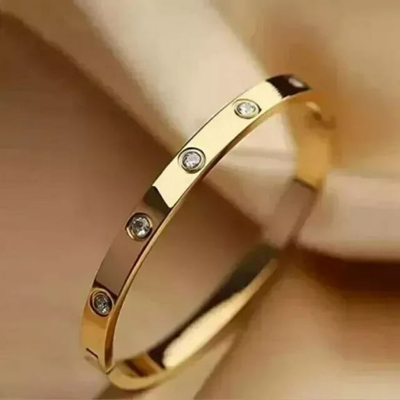 Bangle Bracelet 3Ct Round Cut Women's Natural White Moissanite in 14K Yellow Gold Plated