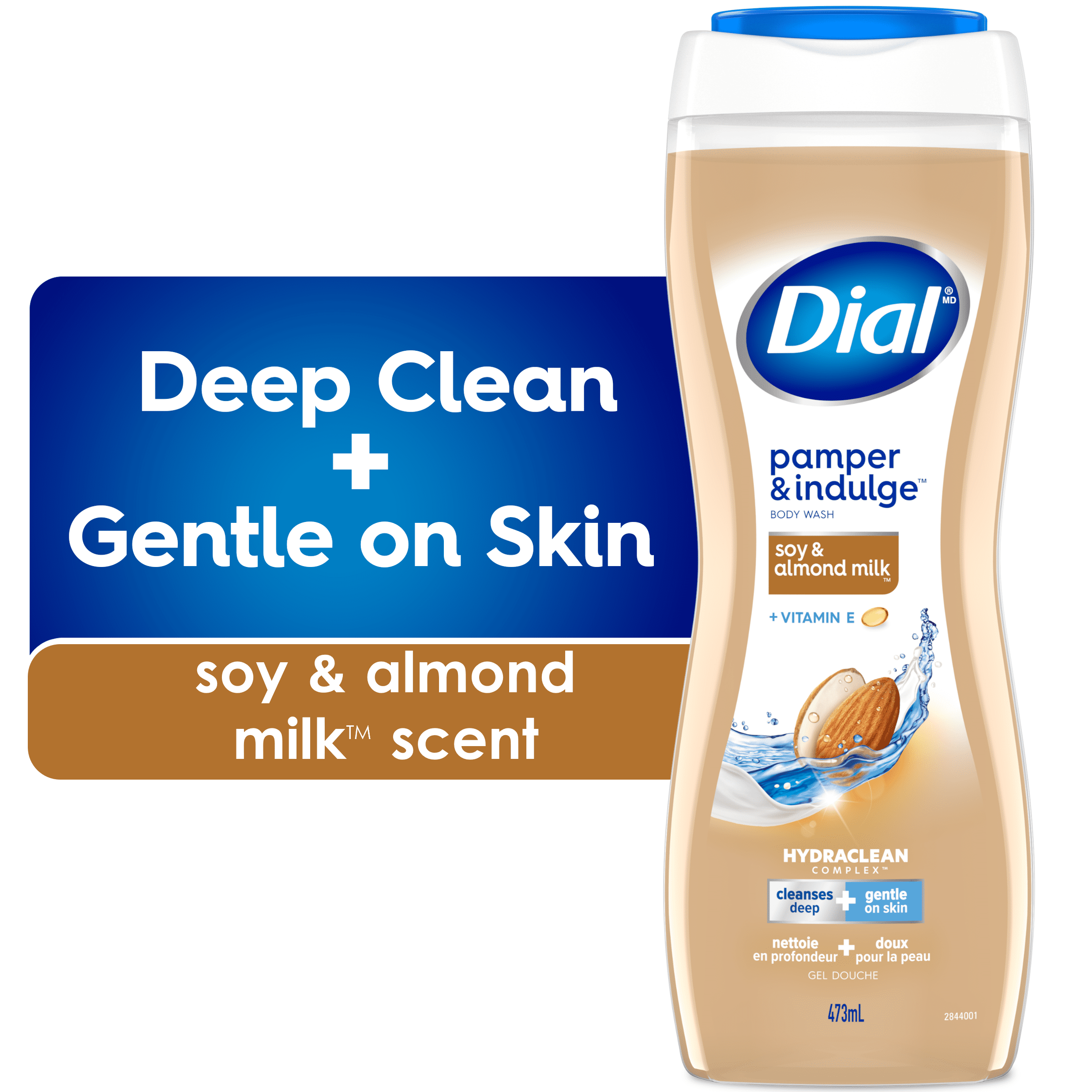 Nettoyant hydrant pour le corps à soja et lait d'amande Dial, 473 ml, testé par des dermatologues, sans silicones, parabènes, phtalates ni SLS, emballage de 1 1 bouteille, 473 ml