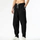 thumbnail image 4 of Pantalones largos para hombre, de color liso, con bolsillo y cordón, informales, juveniles, versátiles, deportivos, de gran tamaño., 4 of 7
