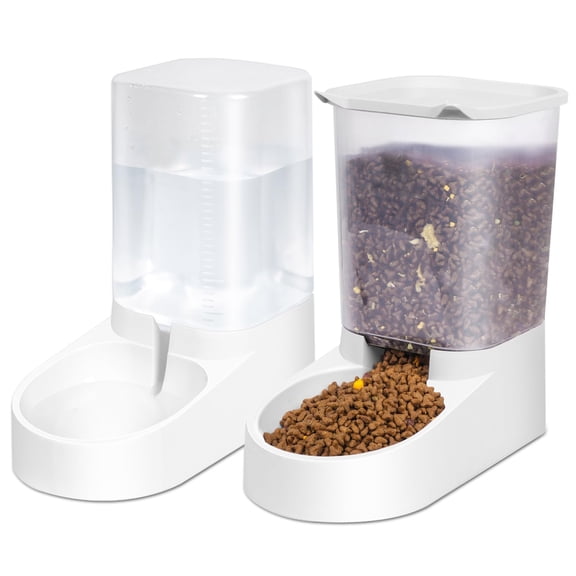 Arsvita Gravity Pet Feeder and Water Dispenser Set, 3.8L Large Capacity Automatic Dog Cat Feeder, No-Mess Gravity Food Bowl Water Bowl for Small Medium Puppy Kitten Rabbit Pets