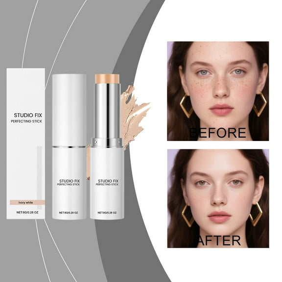 Full Coverage Concealer, Full Coverage Foundation Stick, Repair Capacity Concealer Stick Sweat-Proof Makeup-Free 3D Small V-Face to Dilute Dark Circles Artifact, 0.28oz (Ivory)