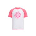 thumbnail image 1 of Kanu Surf Girls' Karlie UPF 50+ Sun Protective Rashguard Swim Shirt, Groovy White/Pink, 2T, 1 of 2