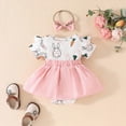 thumbnail image 4 of CAICJ98 Baby Girl Easter Outfit Newborn Bunny Short Sleeve Romper Dress Infant Tutu Dresses Bodysuit Infant Spring Summer Cute Clothes (Red,9-12 Months), 4 of 7
