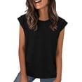 thumbnail image 3 of Summer Tops for Women Plus Size Solid Color Short Sleeve Crew Neck Tops Womens Casual Trendy Summer Tops Button-up Outdoor Blouse, 3 of 10