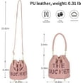 thumbnail image 5 of Sunyuer Women Mini Drawstring Bucket Bag, Letter Print PU Leather Handbag, Fashion Detachable Adjustable Strap Crossbody Shoulder Purse for Daily Travel, 5 of 9