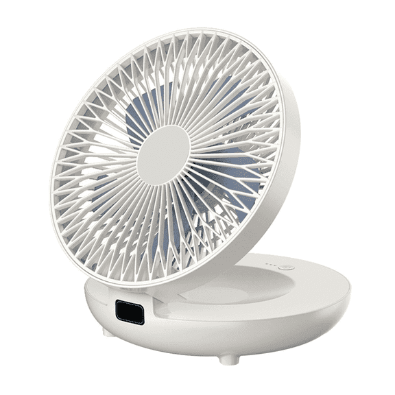 FTCBJJA Portable Camping Fan with Light for Tents, Battery Operated Rechargeable Fan, Foldable USB Small Table Fans for Travel, Office, Indoors, White