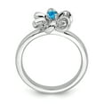 thumbnail image 2 of 925 Sterling Silver Blue Topaz Flower Stackable Ring Leaf Birthstone December Gemstone, 2 of 8