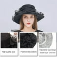 thumbnail image 7 of Walbest Lady Derby Cap Church Lace Bow Flat Top Sun Hat Wedding Bowler Hat, 7 of 7