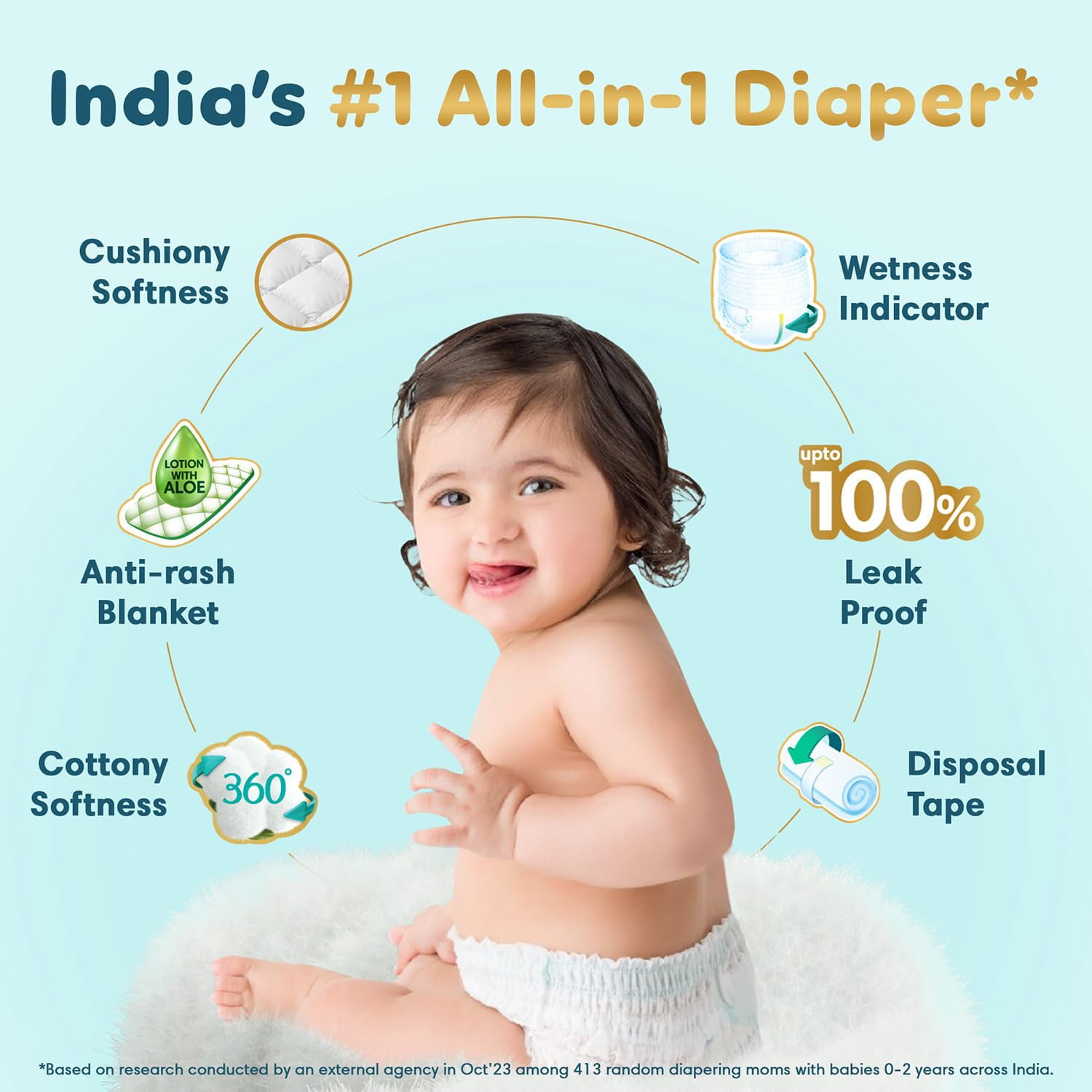Pampers New Born Baby Diapers Pant Style 70 Count 4-6kg Cottony Softness