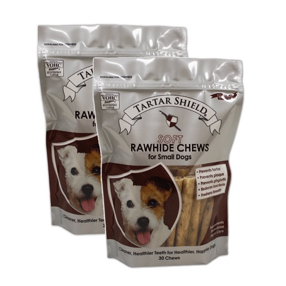 Tartar Shield Soft Rawhide Chews for Small Dogs 30 Count 2 Pack