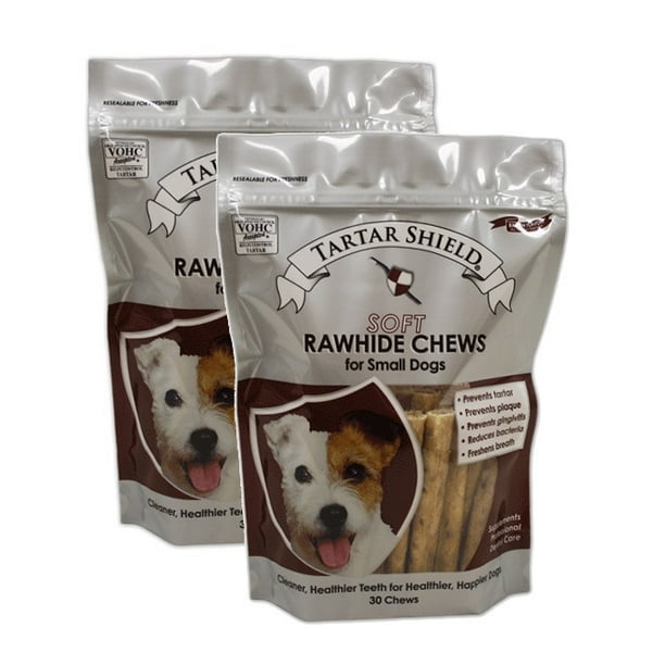 Tartar Shield Soft Rawhide Chews for Small Dogs 30 Count 2 Pack