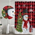 thumbnail image 5 of Red Snowman Christmas Shower Curtain, Waterproof Shower Curtains for Bathroom, Xams Tree Snowflake Gifts Winter Plaid Washable Fabric Bathtub Curtain Set Bath Decor with 12 Hooks 48"x72", 5 of 8