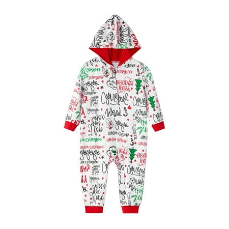 

Christmas Gifts Parent-Child Warm Christmas Set Printed Home Wear Pajamas One-Piece Baby Set Polyester White L