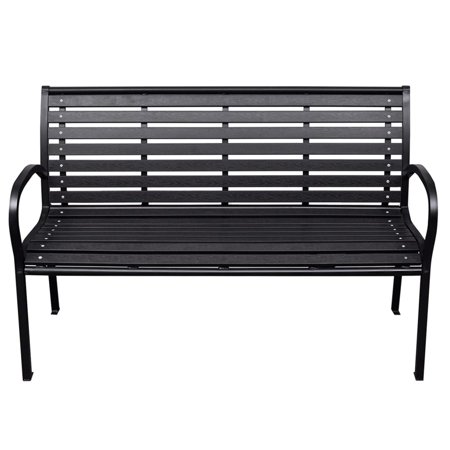 vidaXL ガーデンベンチ 116 cm スチール WPC ブラック家具 アウトドア家具 屋外椅子 アウトドアベンチ 代引不可