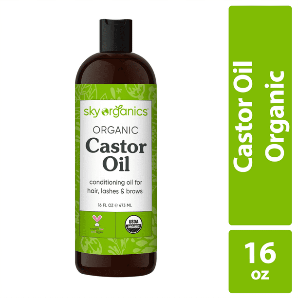 Sky Organics Organic Castor Oil for Hair, Lashes, and Brows, 16 fl oz -  