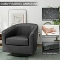thumbnail image 5 of DREAMSIDEA PU Leather Swivel Barrel Chair, Round Accent Chair for Living Room, Office, Bedroom -Black, 5 of 6
