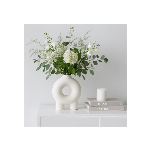 Sagebrook Home Ceramic 7", donut Footed Vase, black