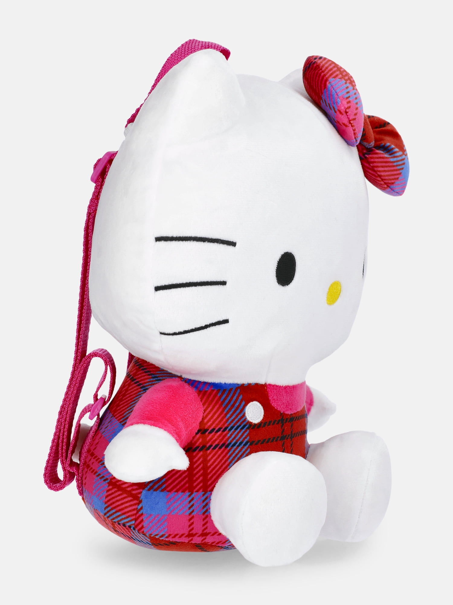 Hello Kitty Girls 14" Plush Backpack, Plaid