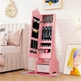 thumbnail image 2 of Costway Kids Jewelry Cabinet with Full-Length Mirror Drawer 2 Adjustable Tilt Angles Pink, 2 of 9