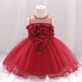 thumbnail image 1 of SDJMa - Vestidos de fiesta de cumpleaños para niñas pequeñas con flores, perlas y bonitos hilos de red, 1 of 8