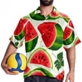 thumbnail image 4 of Watermelon Men's Hawaiian Button Down Printed Short Sleeve Summer Beach Shirts, 4 of 6