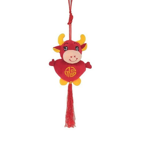 

HOVTOIL Pendant Chinese Zodiac Cattle Shape Design Plush Stuffed Doll Pendant Home Decor Gift