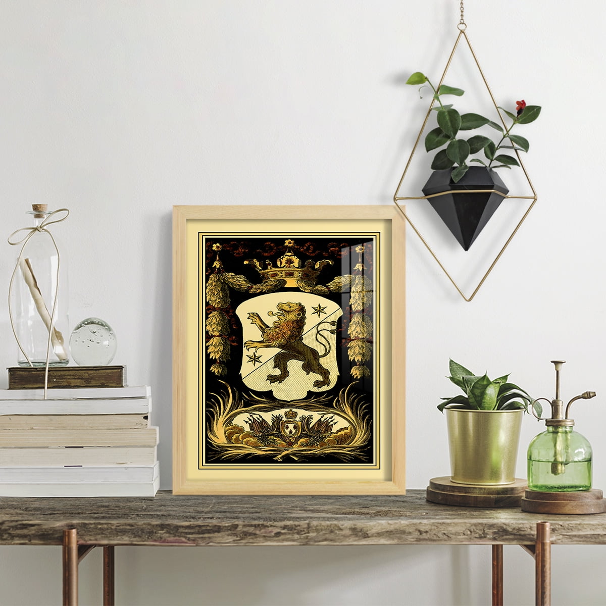 Family Crest III -Framed Print w/glass-Natural Wood