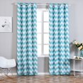 thumbnail image 3 of Efavormart 2 Panels White/Turquoise Polyester Chevron Design Thermal Insulated Blackout Room Darkening Grommet Top Curtain 52"x96", 3 of 11