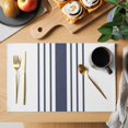 thumbnail image 2 of Blue Vertical Striped Placemats Set of 6 White Minimalist Modern Place Mats Indoor Wipeable Table Mats Washable Cloth Dining Table Placemats for Kitchen Holiday Party Home Decor 13x19 Inch, 2 of 9