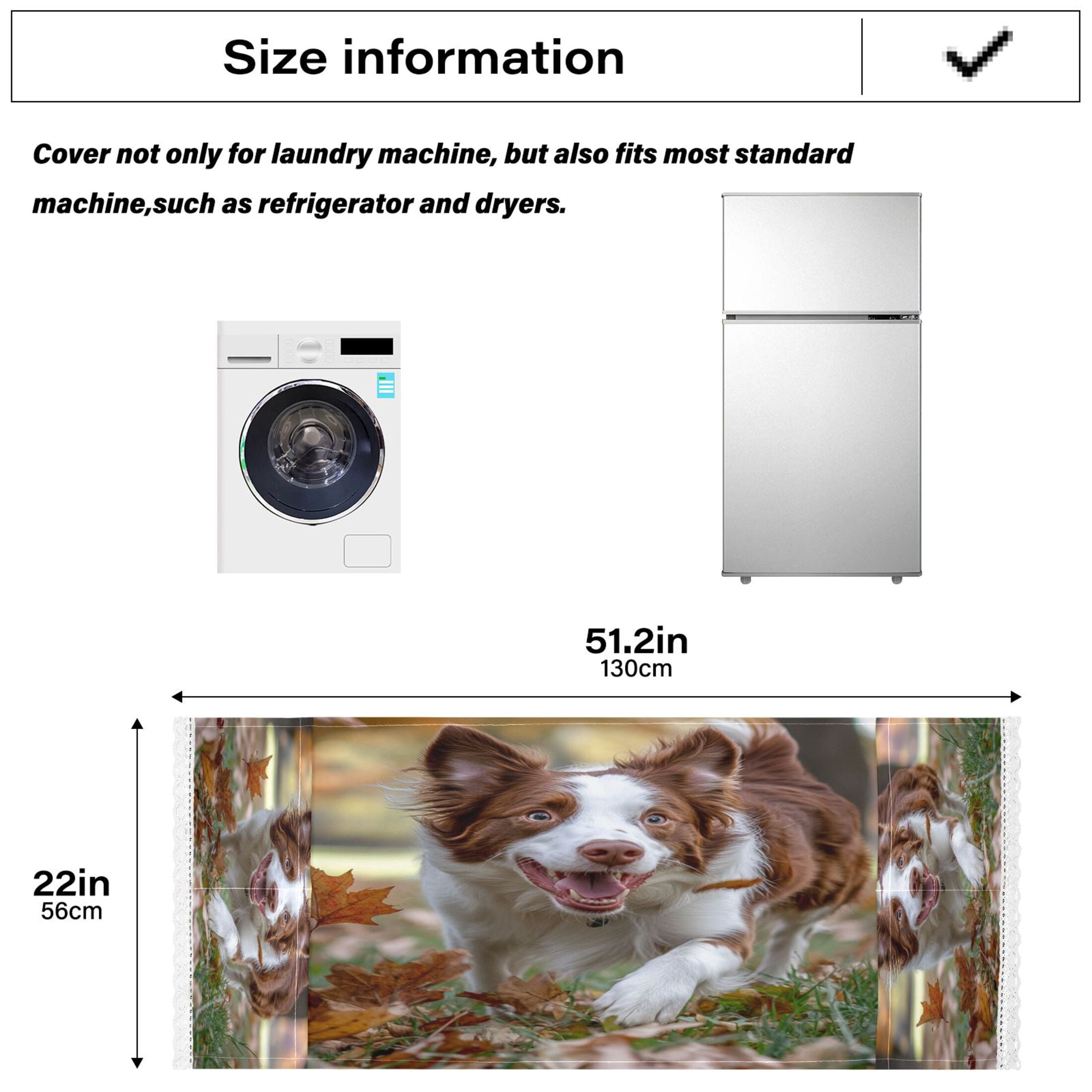 Border DogWasher and Dryer Covers Dust-Proof and Oil Resistant Fridge Cover with 4 Storage Pockets Washing Machine Top Cover for Laundry Kitchen Home 51.2 x 22 In
