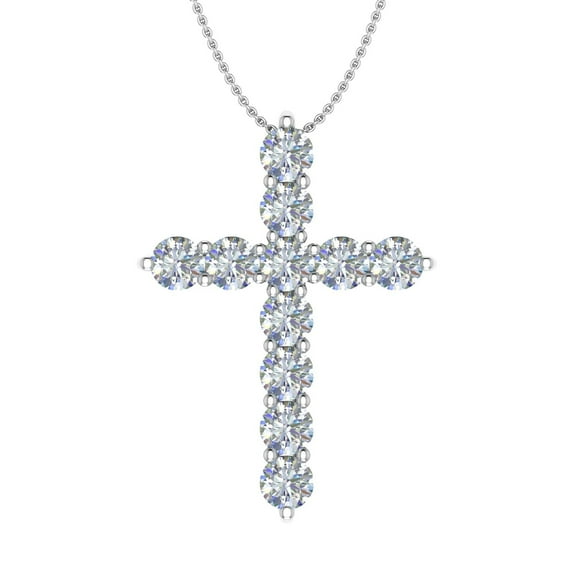 2 Carat Diamond Cross Pendant Necklace in 14K White Gold (Silver Chain Included)