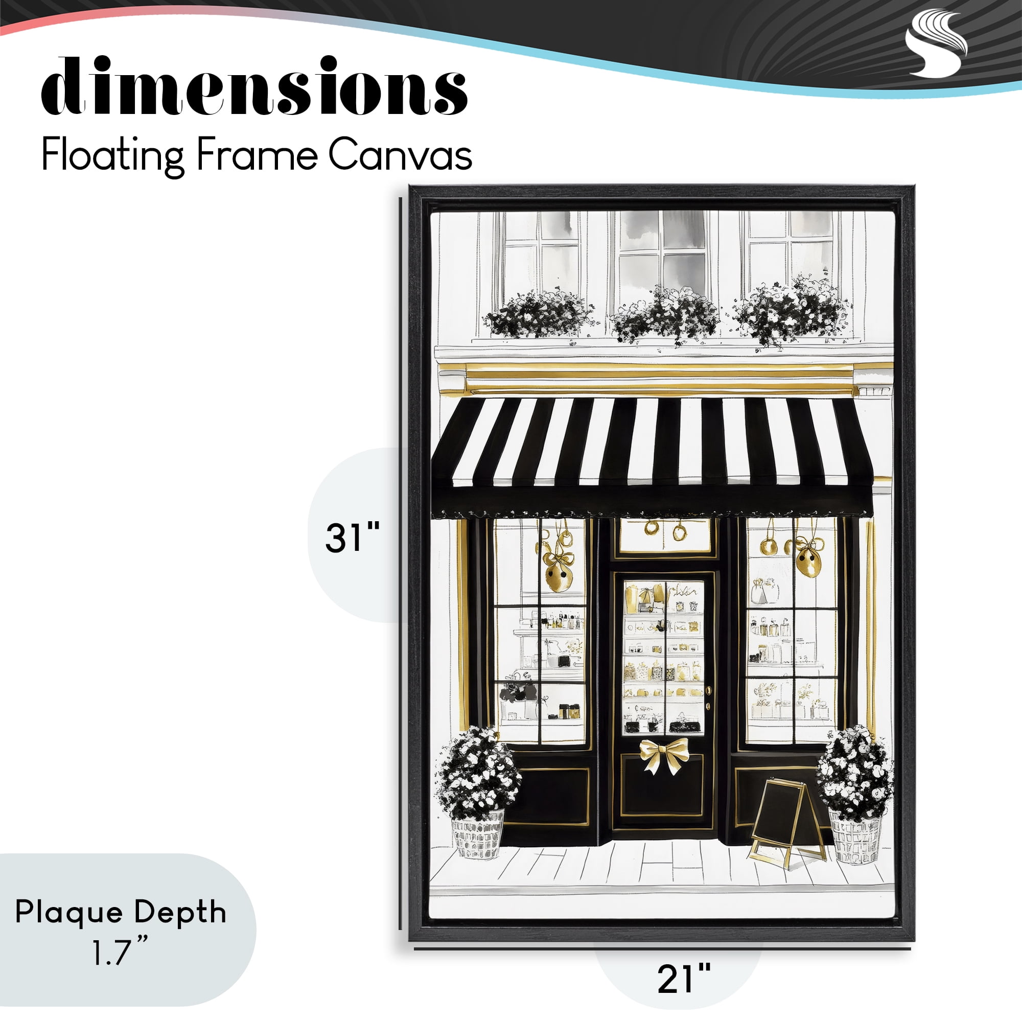 Stupell Industries Paris Storefront Window Display Black Framed Floater Canvas Wall Art, design by Petal Prints Design
