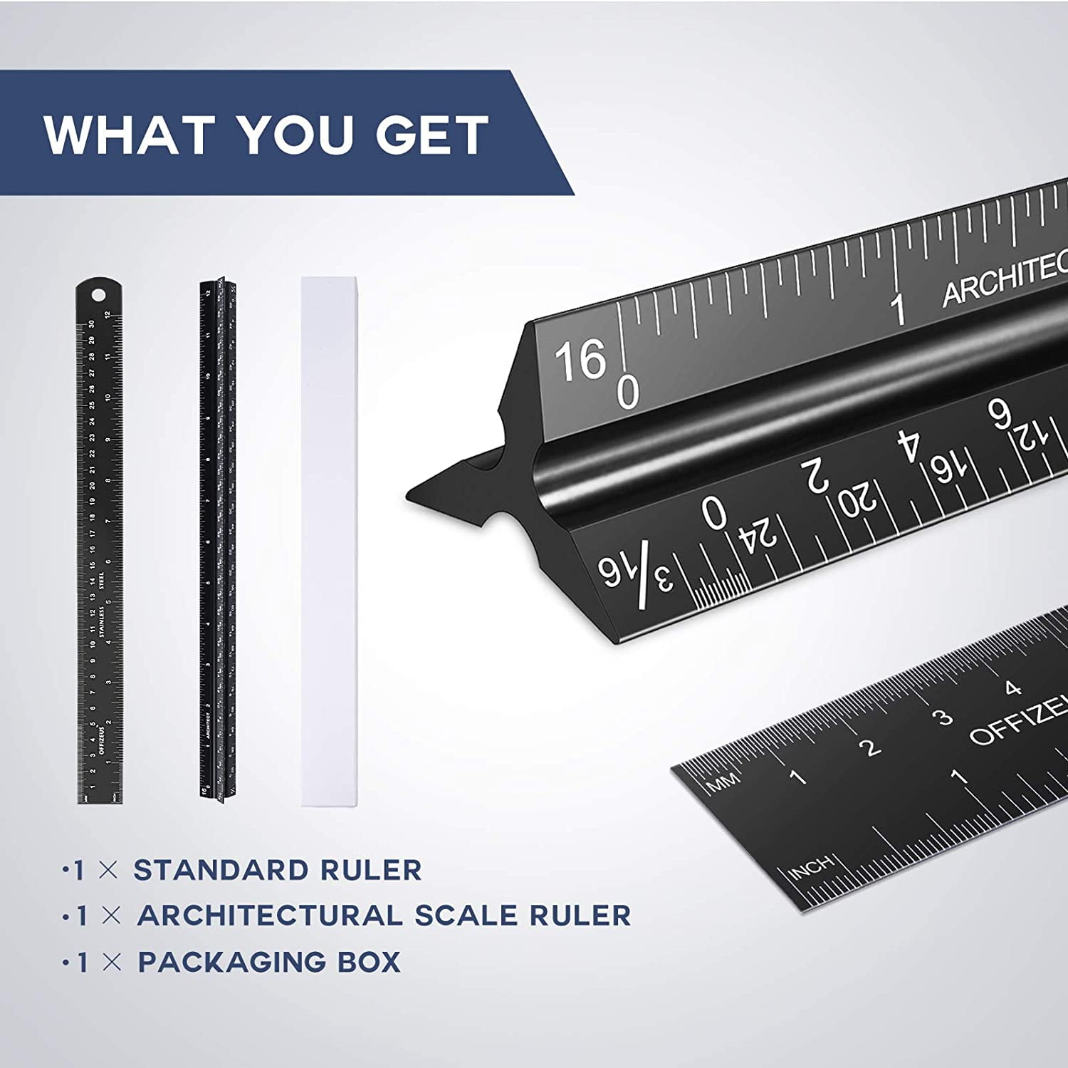 Buy MENKEY Architectural Scale Ruler, Imperial Measurements 12'', Black ...