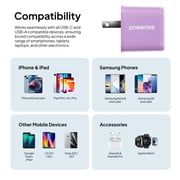 Powertek 20W USB-C PD + 18W USB-A Dual Port Wall Charger, Two-Tone Pastel, Purple