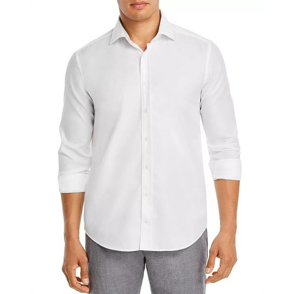 Dylan Gray Men Dobby Classic Fit Button Down Shirt White Size L