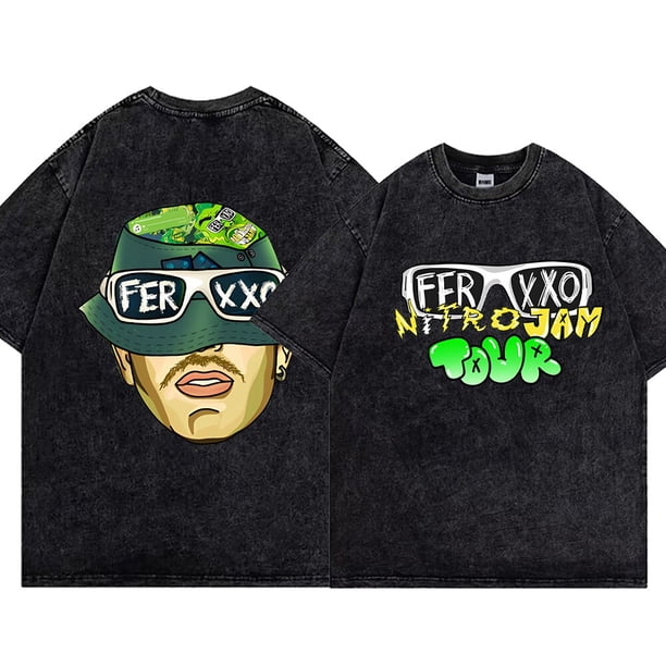Feid Ferxxo-Camiseta con estampado para hombre, Camisa de algodón puro Vintage lavado, informal, de gran tamaño, Hip Hop, Unisex, 3XL